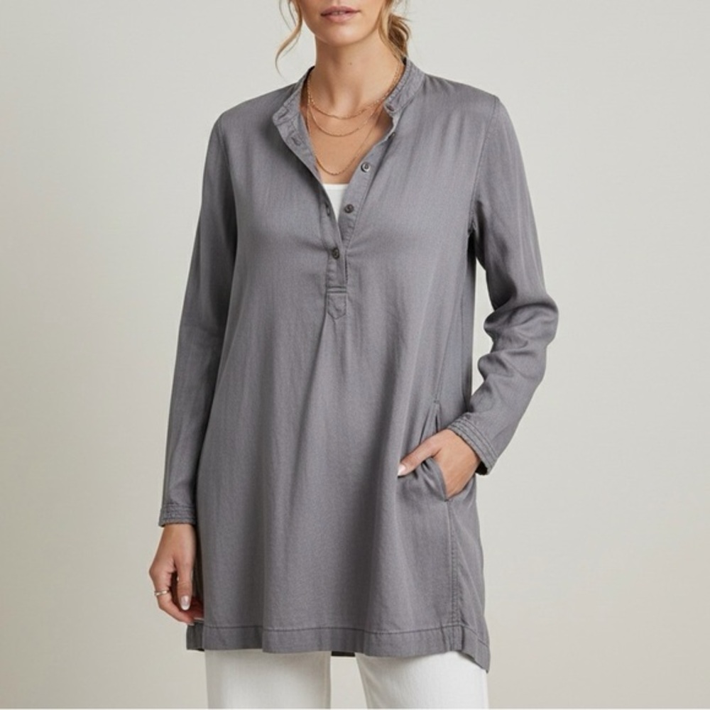 CP SHADES X FREE PEOPLE Cotton Silk Tunic Top in Silver Blue Gray